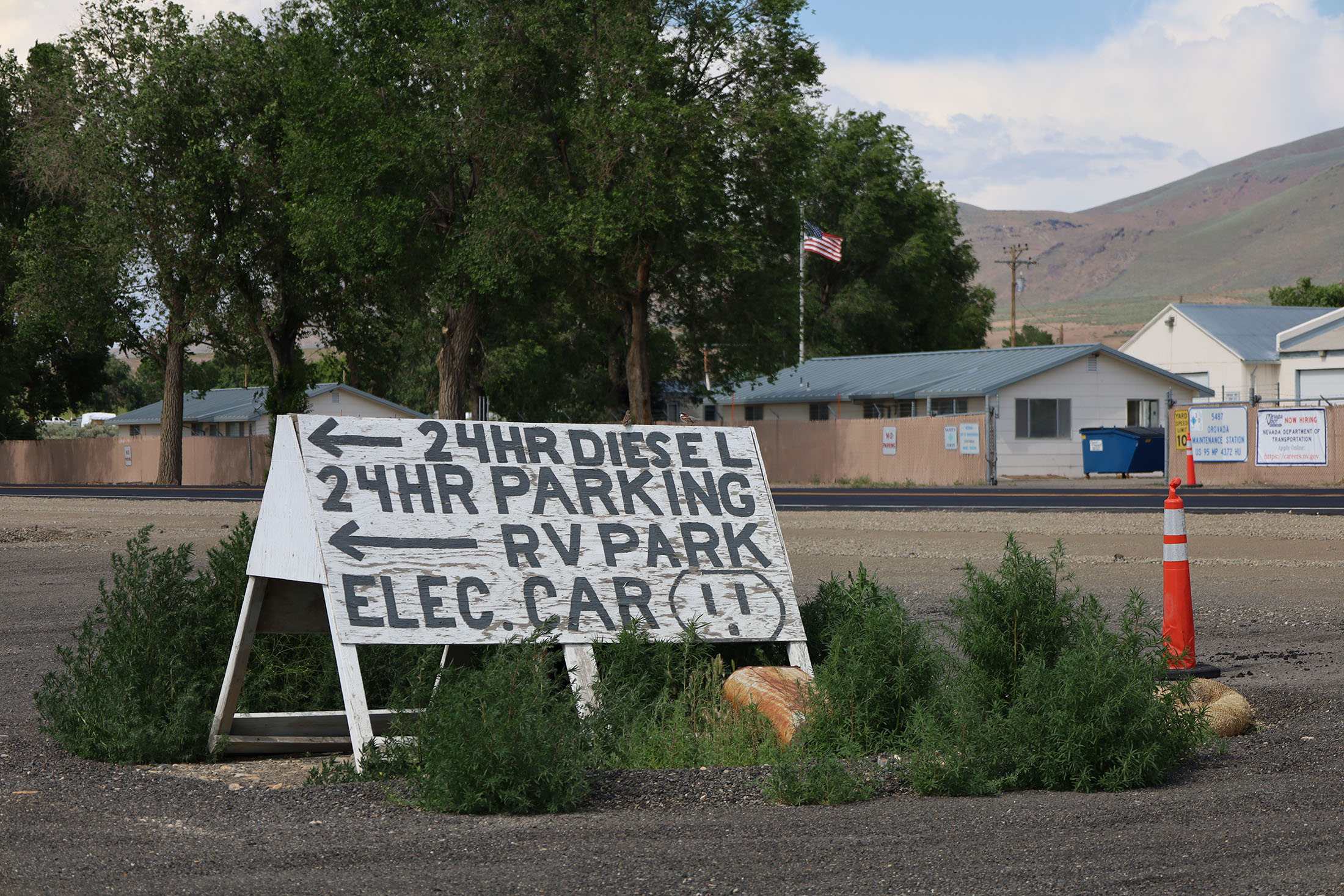Sign in Orovada, Nevada, off US-95. Taken in June 2023. Photo by Alex Norbrook.