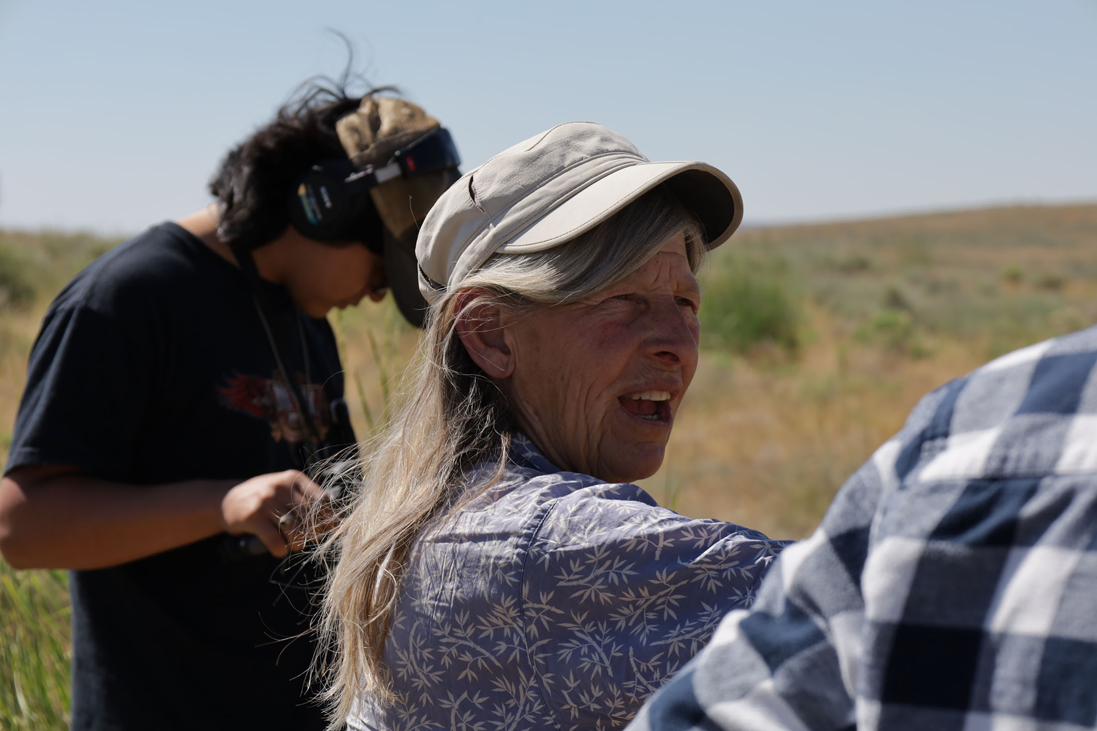 Katie Fite shows the team a sage grouse lek. Photo taken by Jessica Ng.