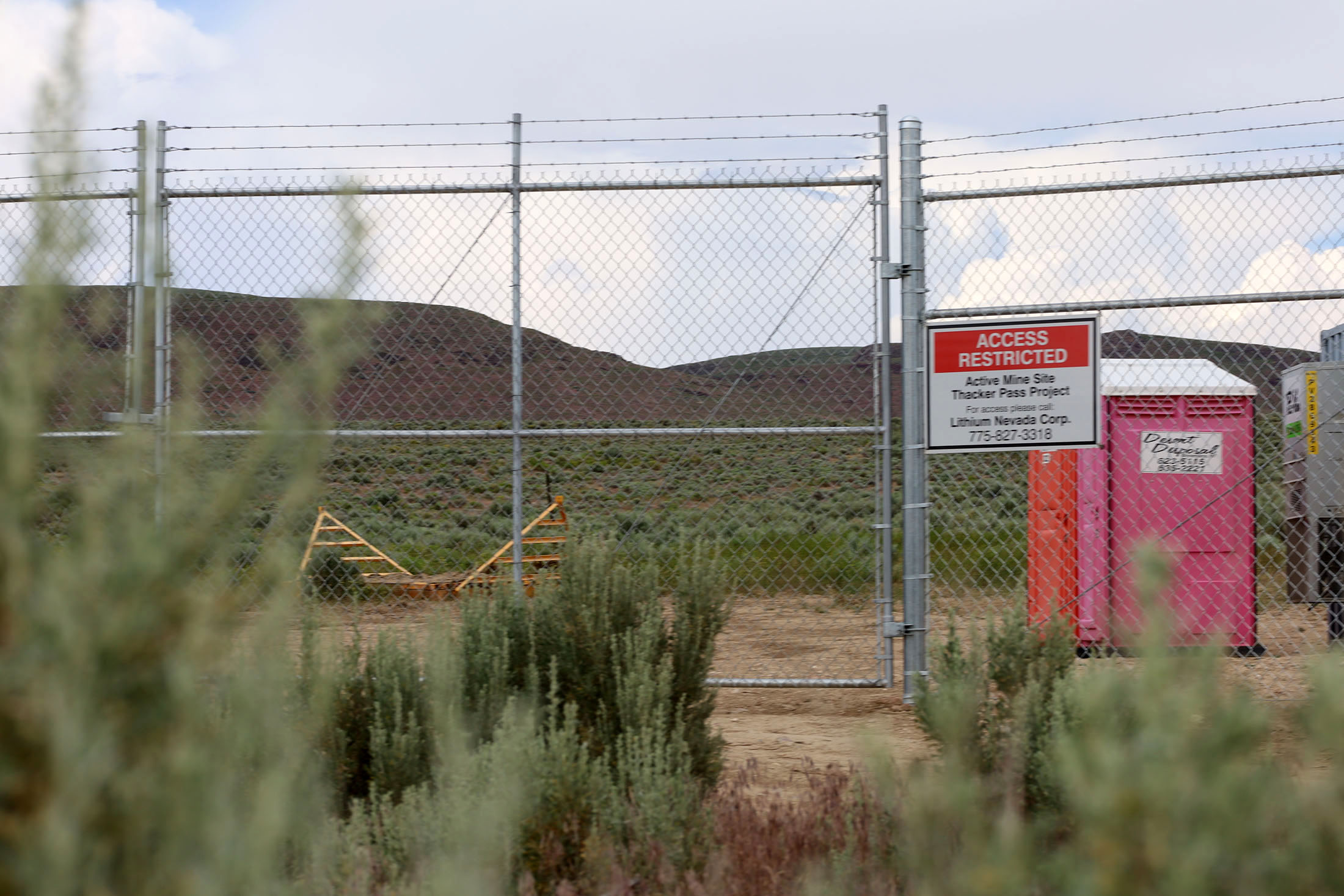 Temporary fencing installed around the Thacker Pass Mine site in June 2023. Photo by Max Widmann.