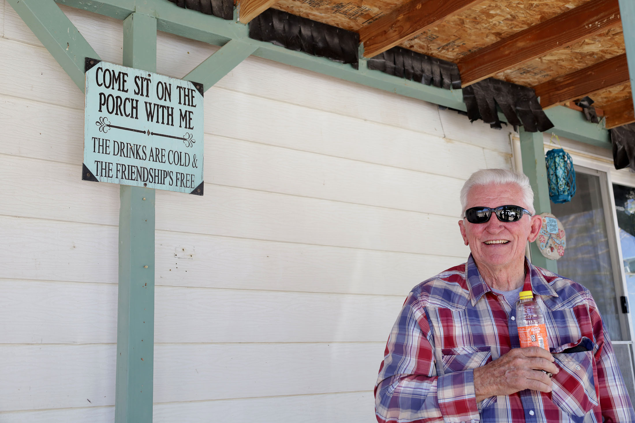 Terry Crawforth on his front porch in Kings River, Nevada. Photo by Jose Santacruz.