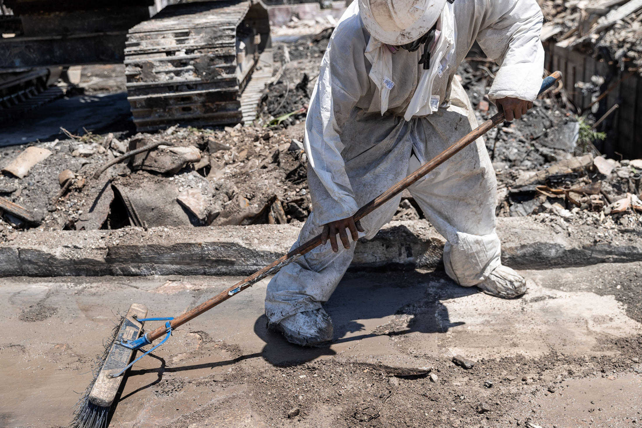 Portrait of an unnamed Palisades Fire cleanup worker