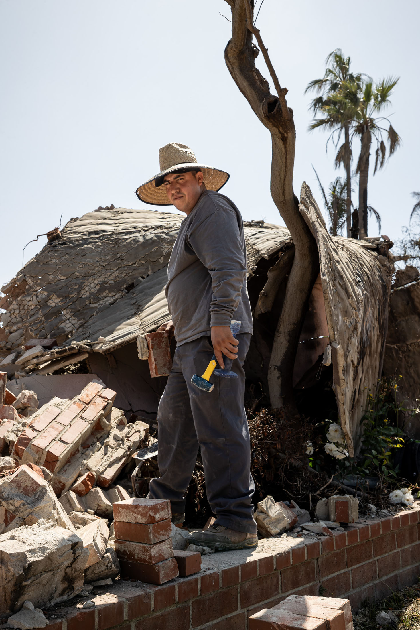 Portrait of Miguel, a Palisades Fire cleanup worker