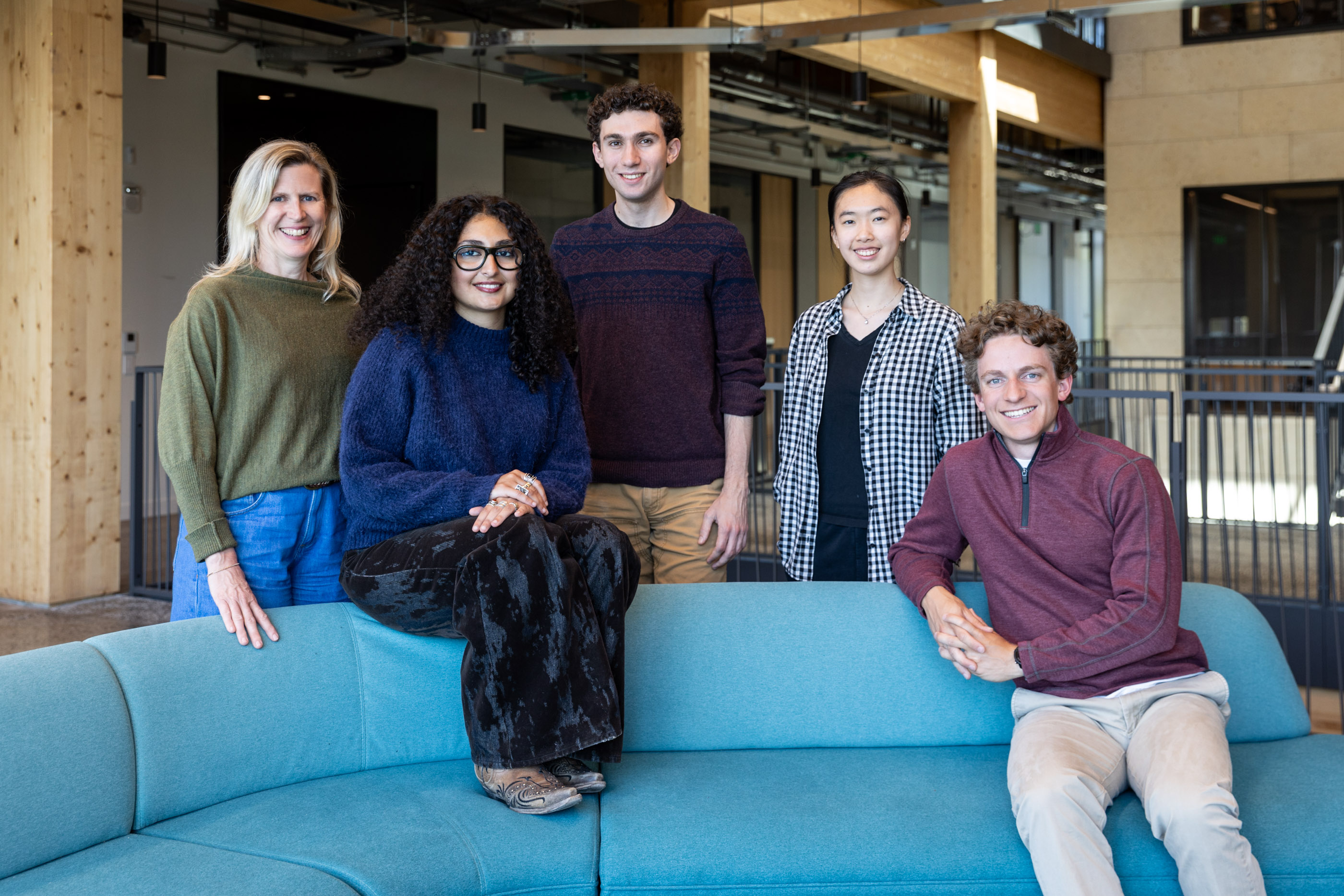 L2R: Blue Lab director Professor Allison Carruth; Farah Arnaout '26; Alex Norbrook '26; Grace Wang '26; and Braeden Carroll '26